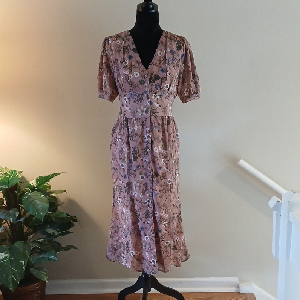 Floral V-Neck Midi Dress